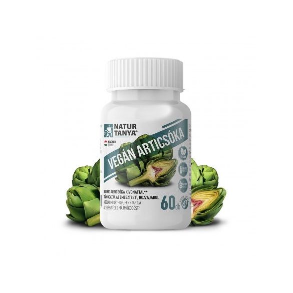 Natur Tanya® Vegán Articsóka – Standardizált articsóka kivonat, ornitin aminosavval és B-vitaminokkal. Egészséges májműködés, emésztés és bélkomfort.