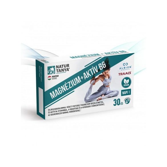 Natur Tanya® Vegán MAGNÉZIUM + AKTÍV B6 - Világszabadalommal védett magnézium-biszglicinát-kelát növényi kapszulahéjban!