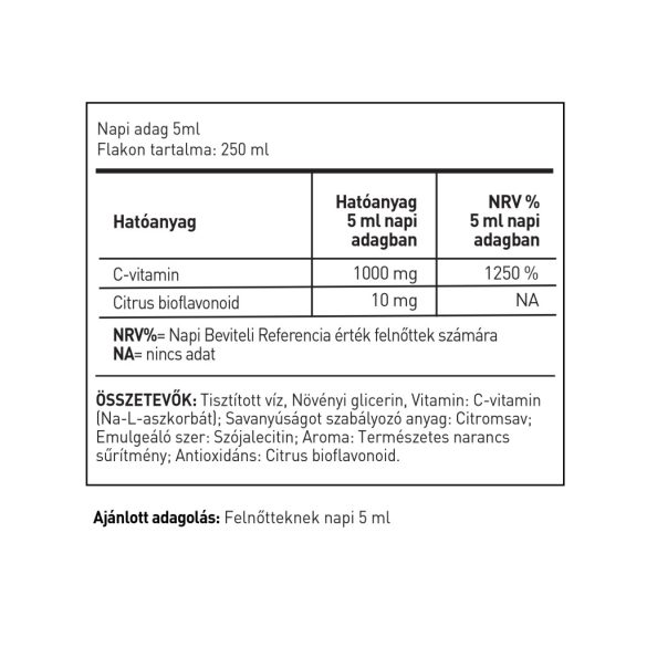 LipoCell C1000 liposzómás C-vitamin narancs ízben (250 ml, 50 adag)