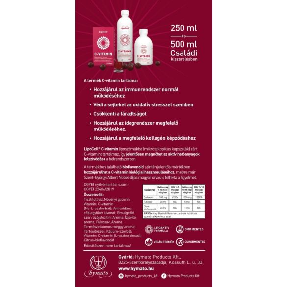 LipoCell liposzómás C-vitamin meggyes ízben (500 ml)