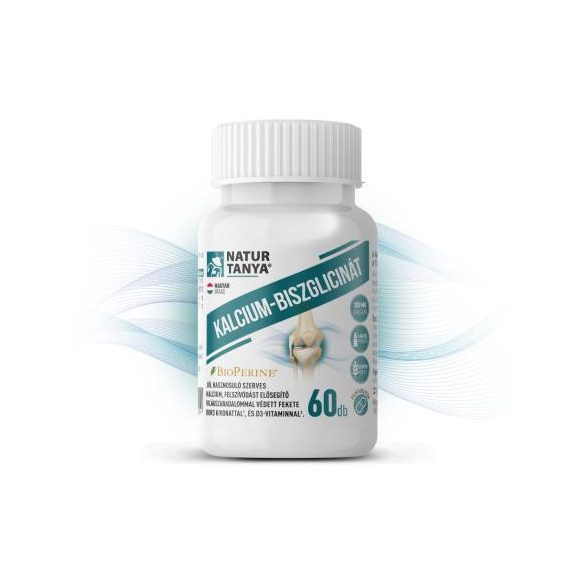 Natur Tanya Kálcium -  KALCIUM-BISZGLICINÁT - világszabadalommal védett BioPerine® és D3-vitamin 60 db. -300mg. Ca/db.
